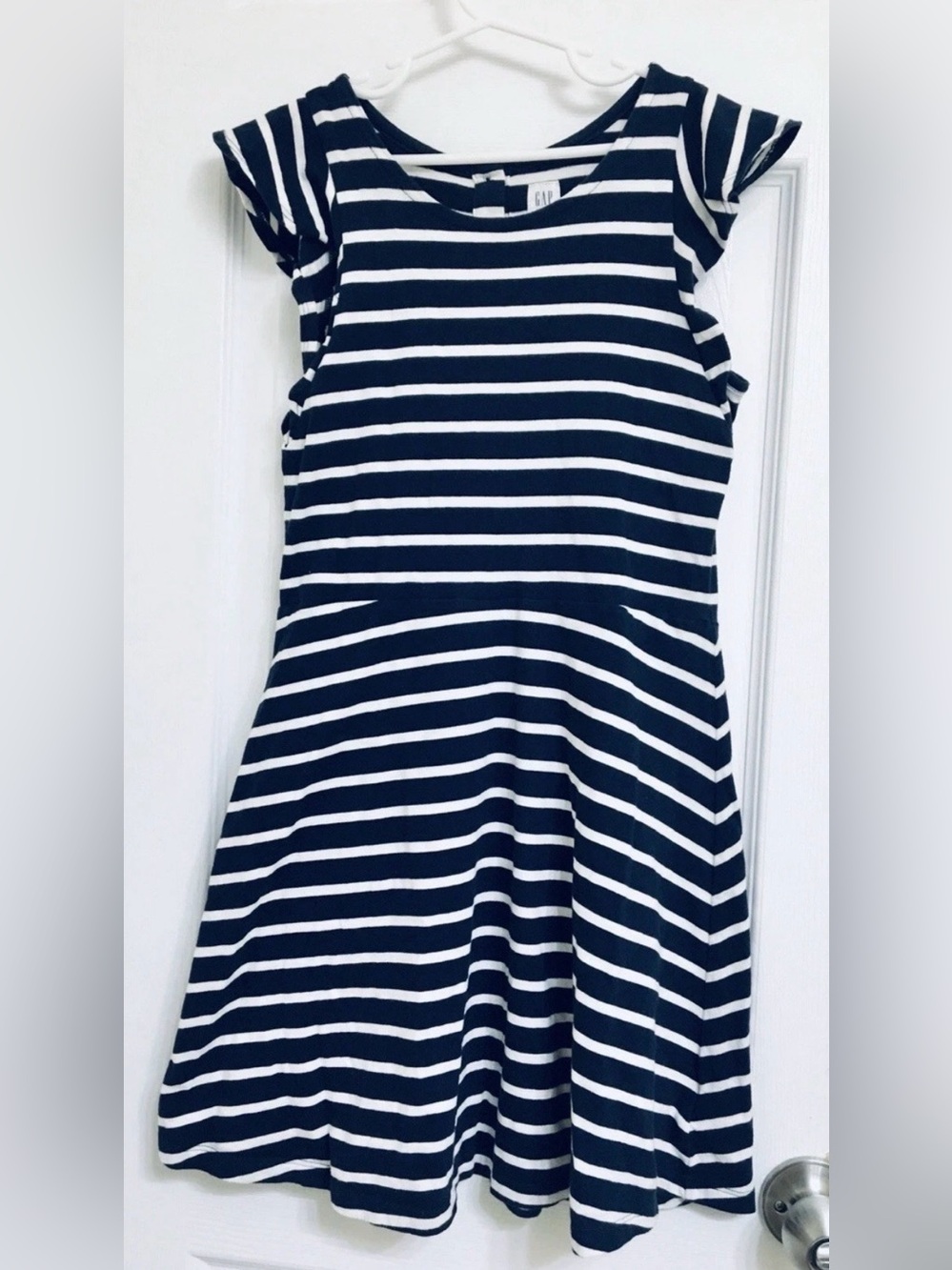 Gap Kids Navy Blue White Stripe Dress Size L